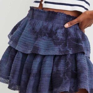 Aerie Rock n Ruffle blue tiedye skirt